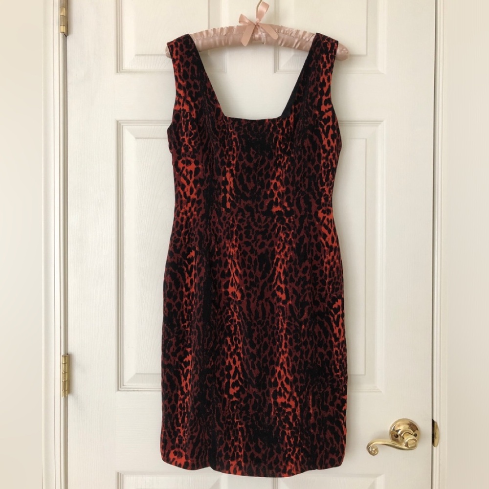 MM Couture Sleeveless Animal Print Dress Black Brown Orange Size Small